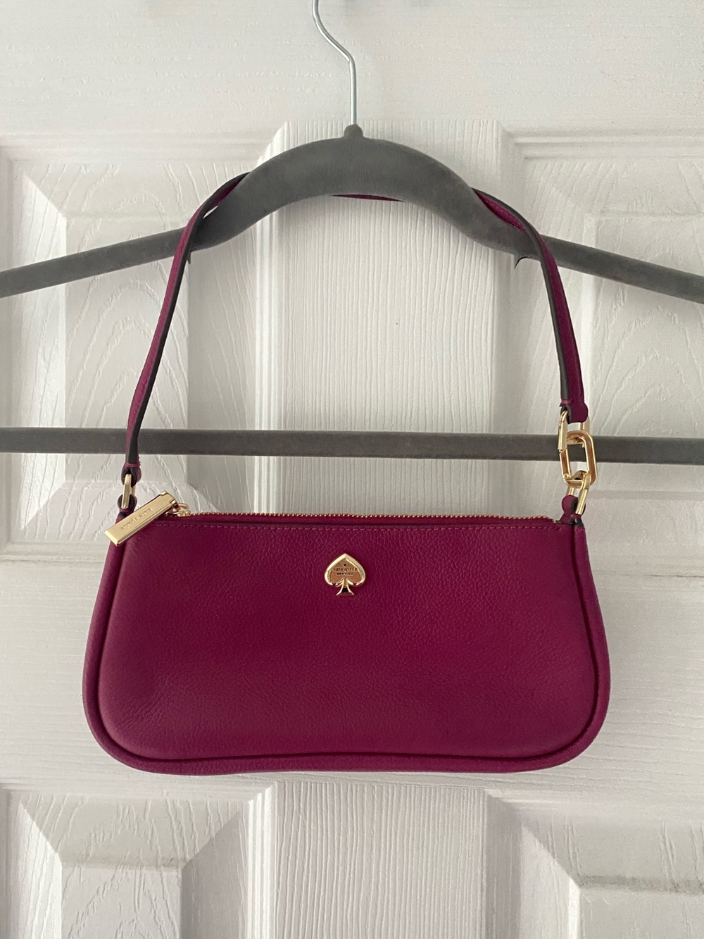 kate spade magenta shoulder bag with gold hardware